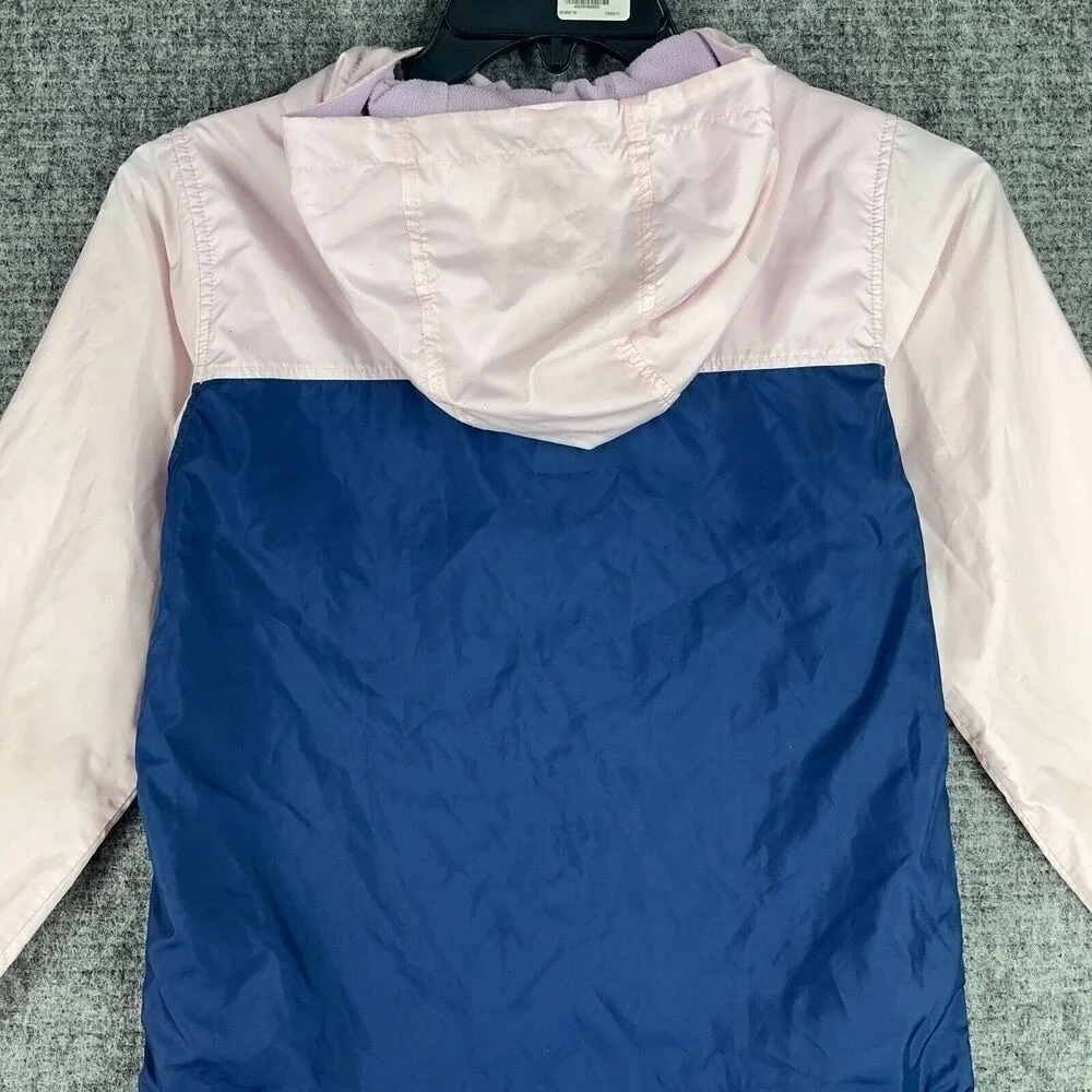 Columbia Fleece Lined Jacket Girls L 14/16 Colorblock Hooded Hiking Outdoor